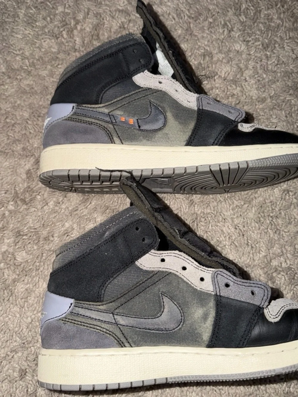 Nike Kids High-Top Sneakers in Gray and Cream